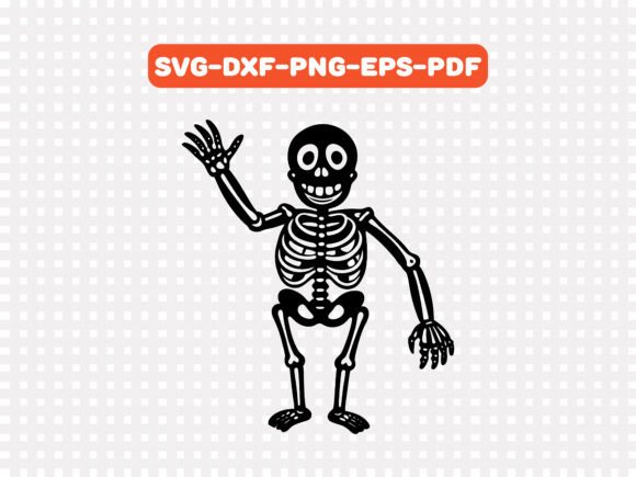 Cheerful Skeleton Waving Hello SVG
