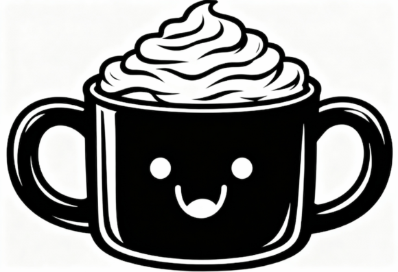 Cute Coffee Mug with Whipped Cream Icon