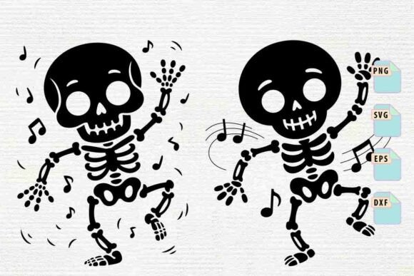 Dancing Musician Halloween Skeleton Svg