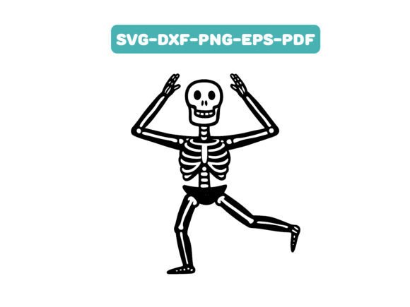 Happy Skeleton Doing Yoga Poses SVG