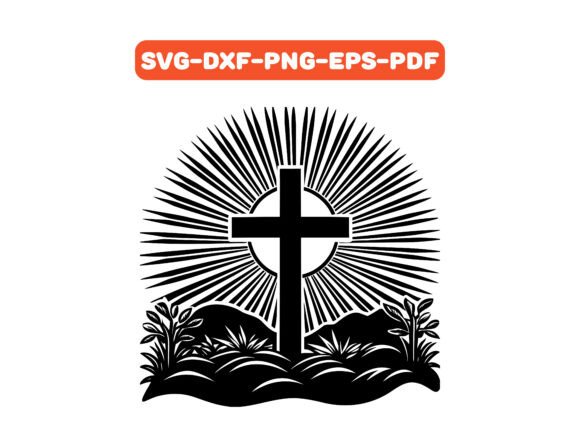 Radiant Cross and Sunrise Design SVG